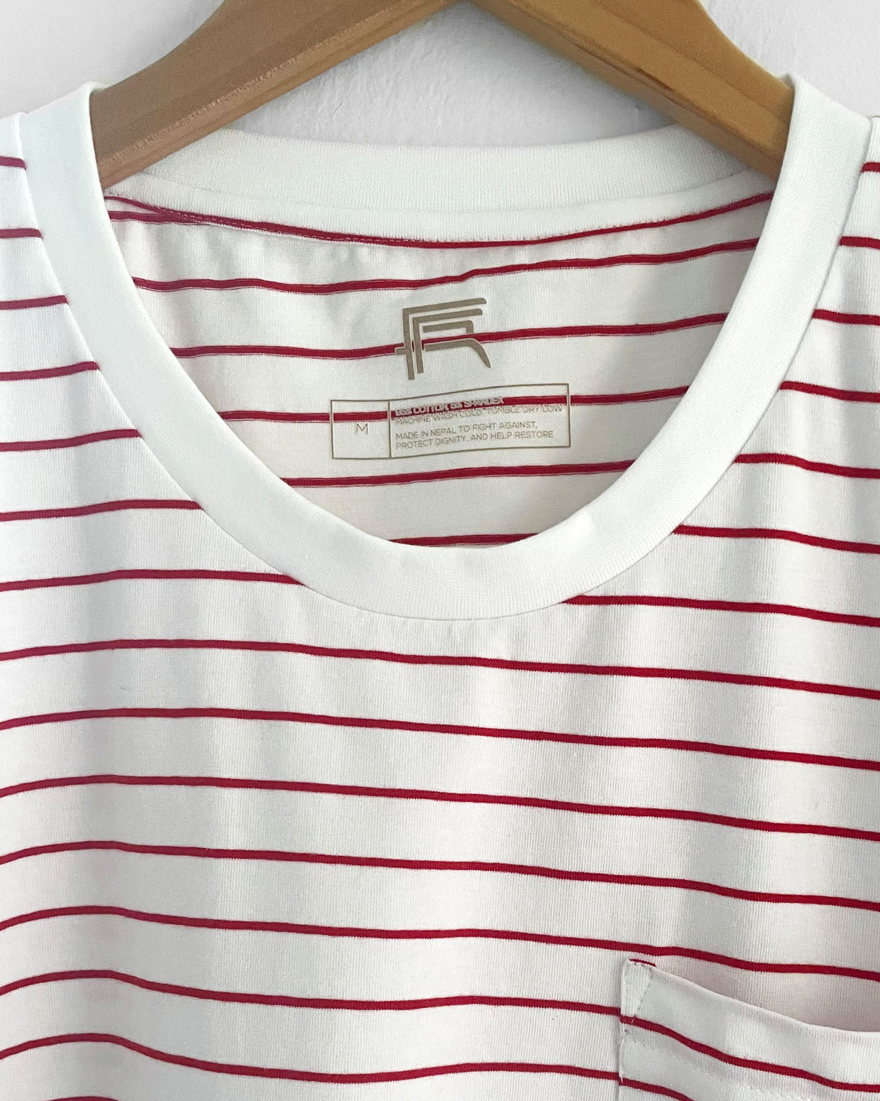 AMOS men's stripe tee in White/Red