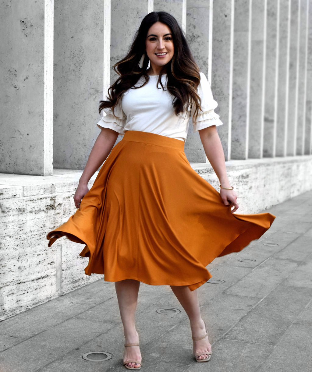 Yellow Pleated Skirt With Mustard Skirt White Top ALIYAH Skirt In