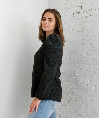 BINITA brushed sweater top in Black
