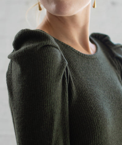 DYLAN puff sleeve tunic in Dark Olive
