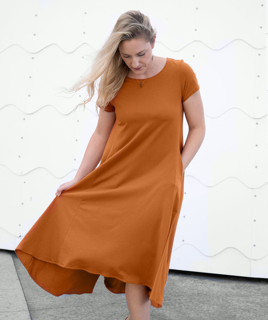 ERICA trapeze dress in Copper – Elegantees
