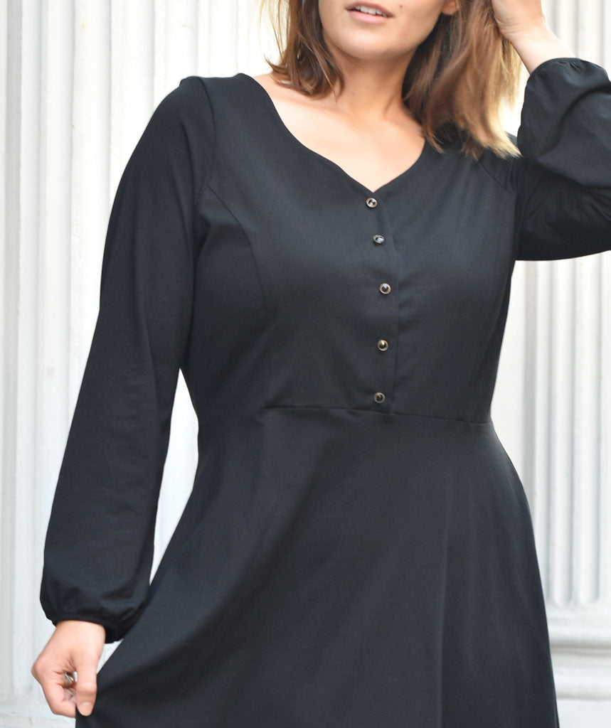 black peasant dress Peasant Chiffon Mini Dress for Tall Women in Black S / Tall / Black main image 1