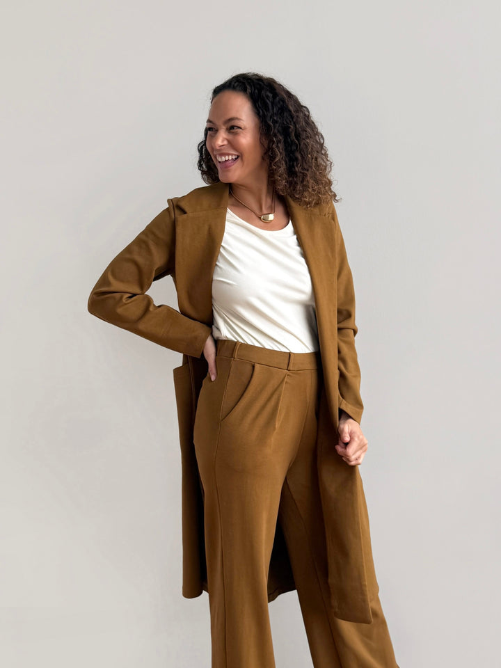 LONDON heavy knit pants in Warm Sienna