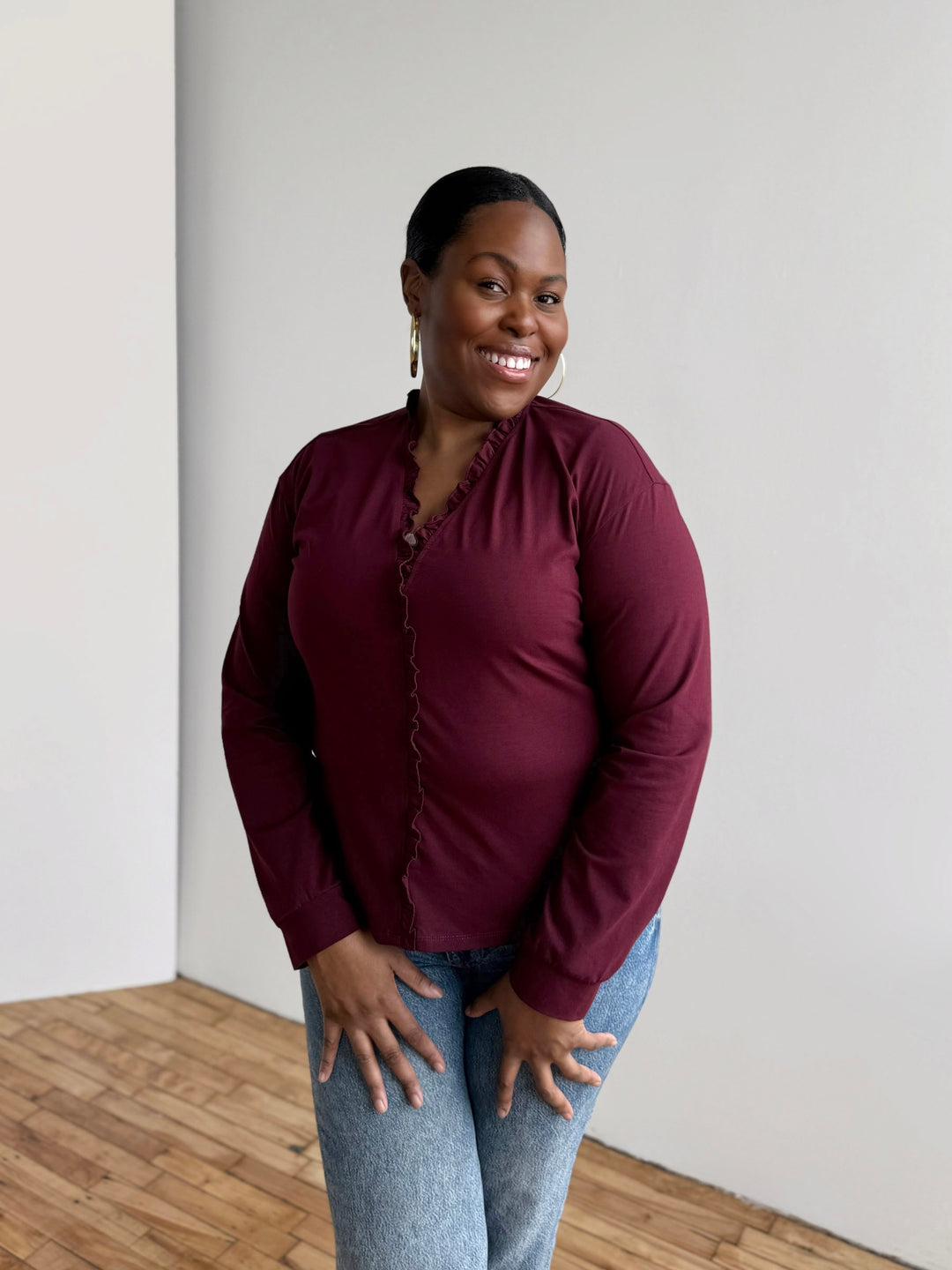 PIETRA jersey top in Merlot