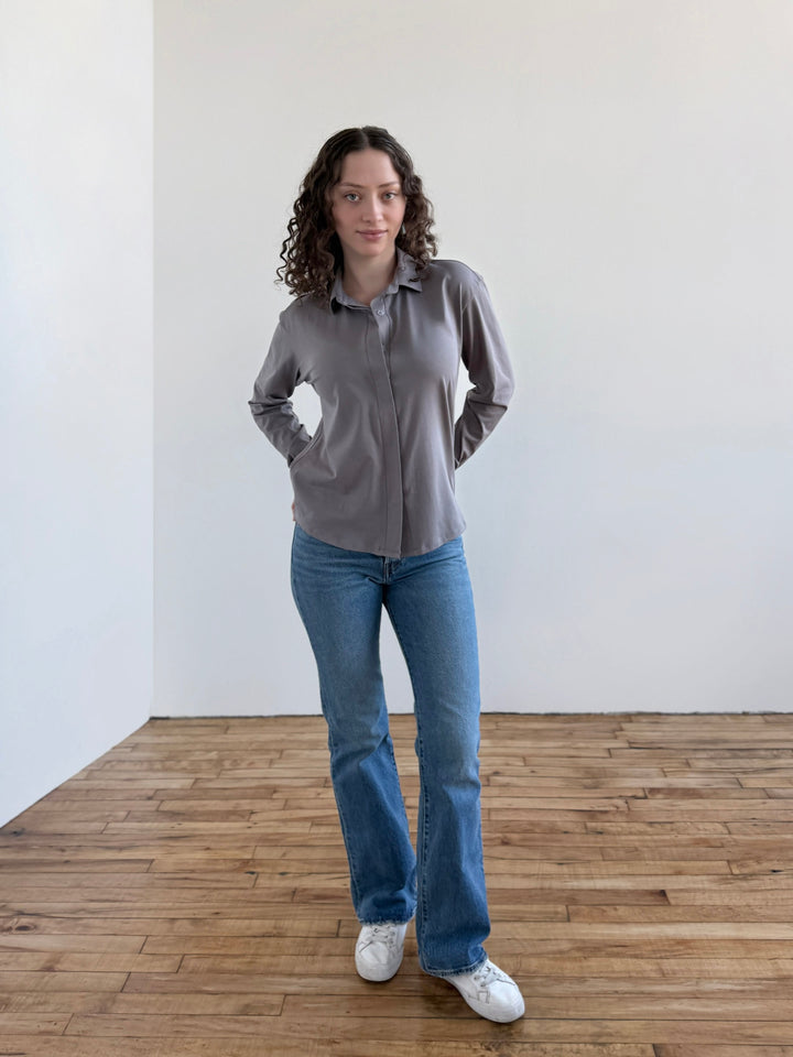 DEVON blouse in Circular Grey