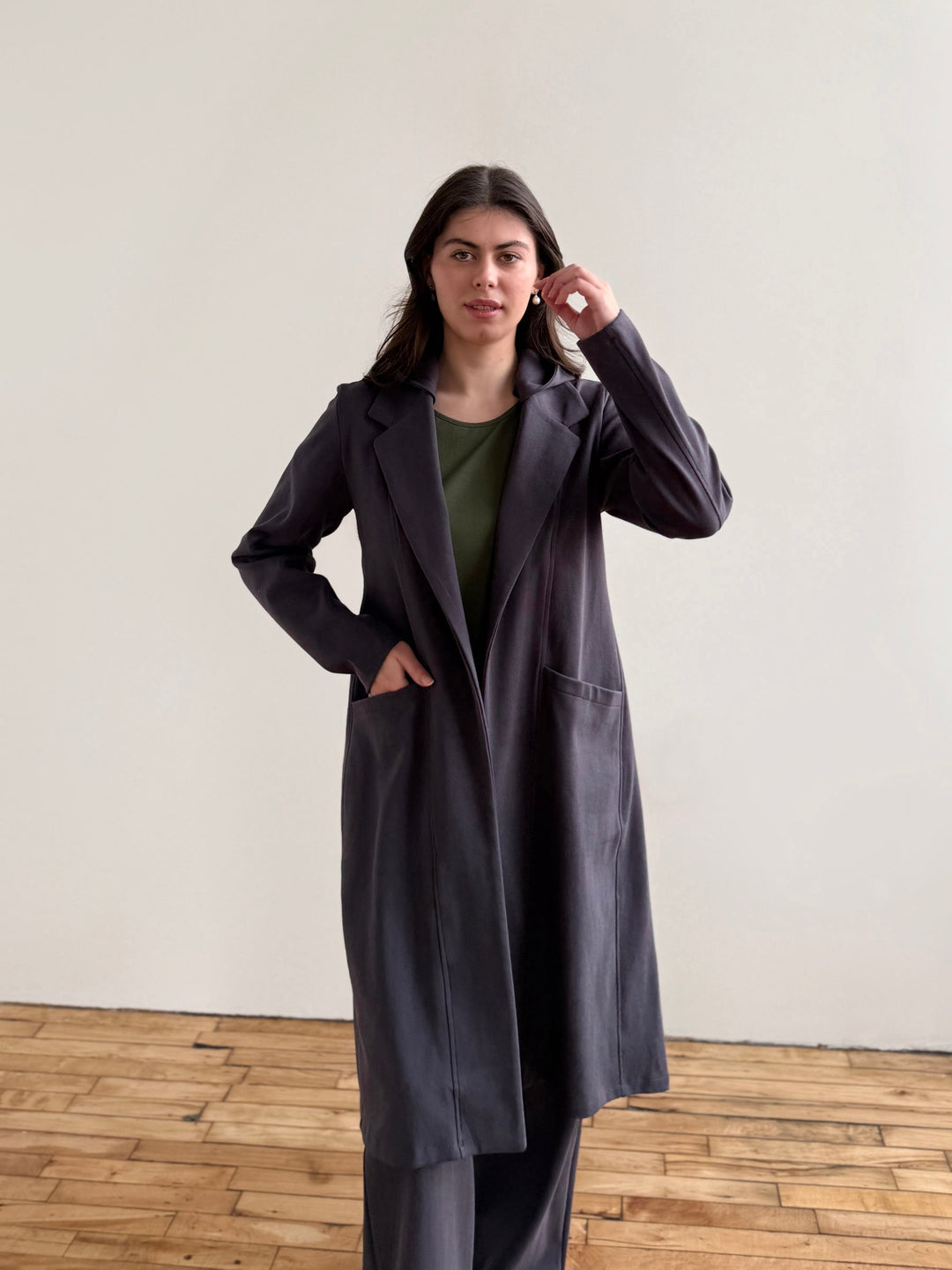 EMORY heavy knit coatigan in Gunmetal