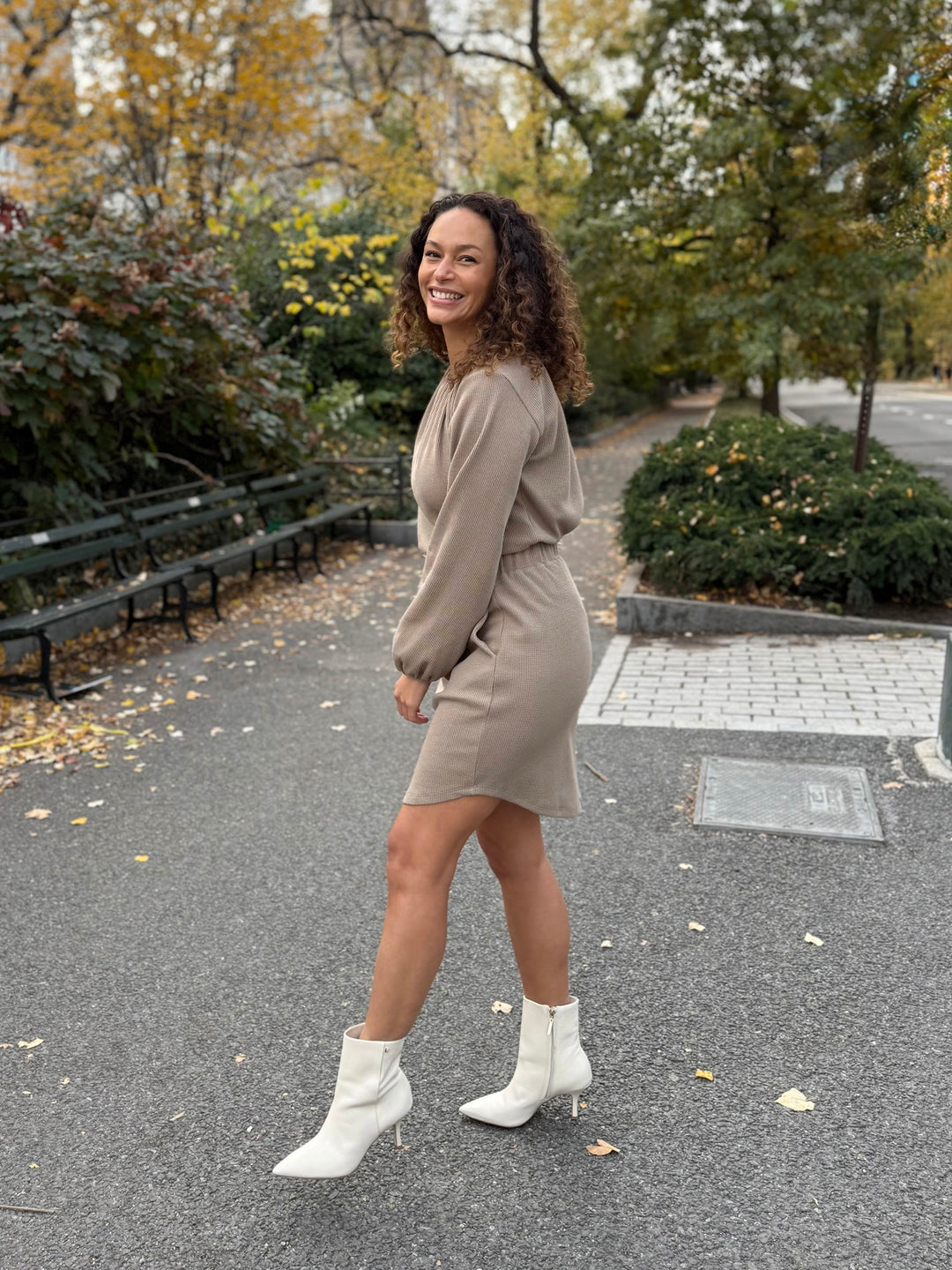 LOTUS waffle knit skirt in Taupe Grey