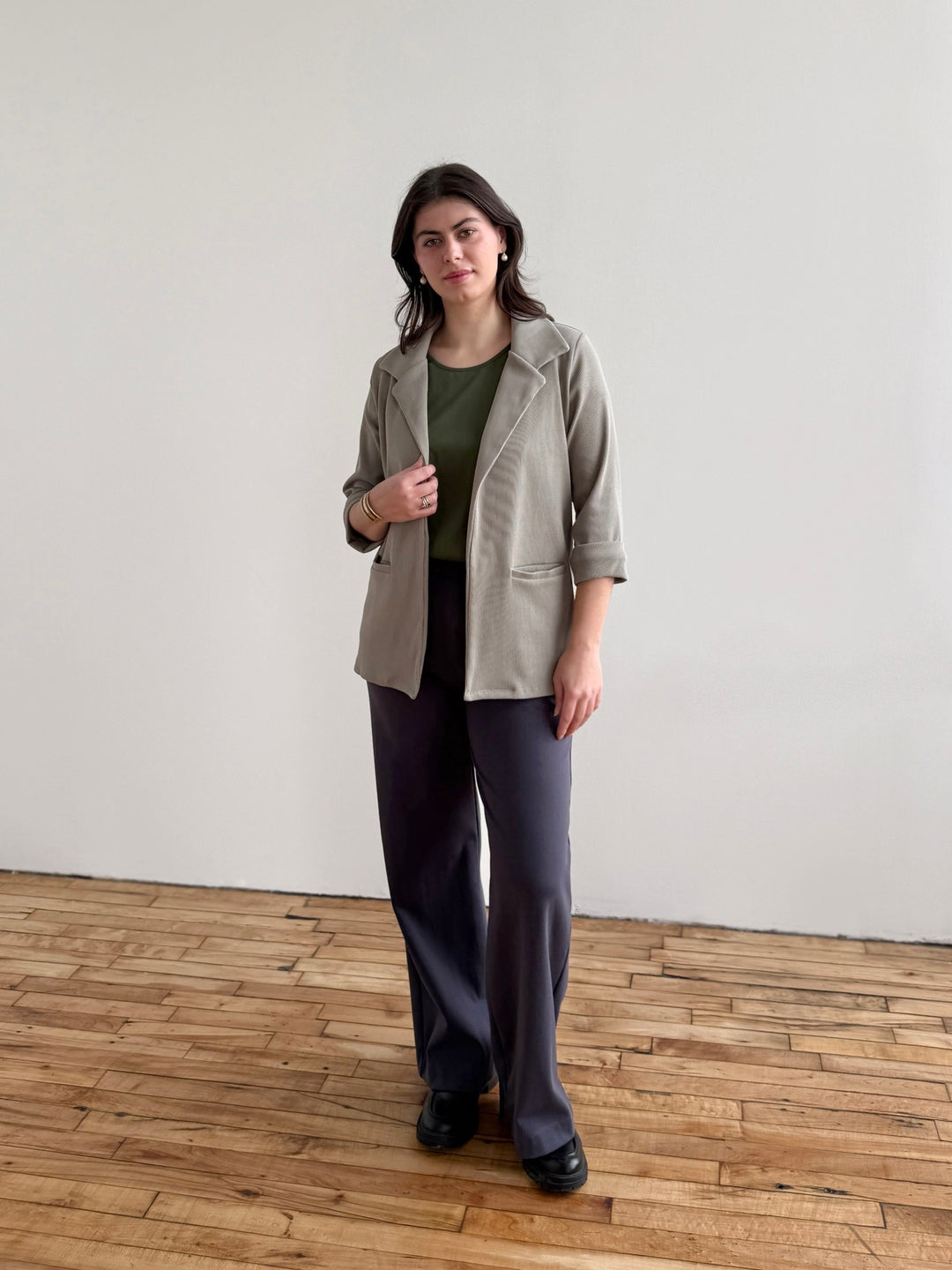 CROSBY rib knit blazer in Light Sage