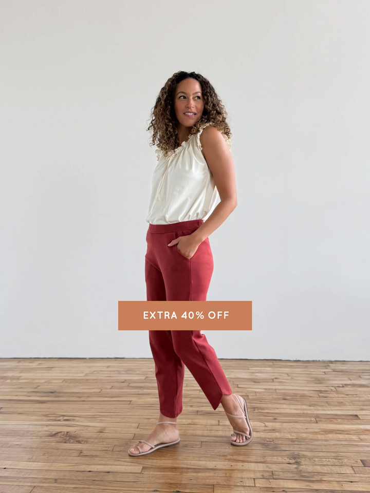 SOPHIA tulip hem pants in Red Amber