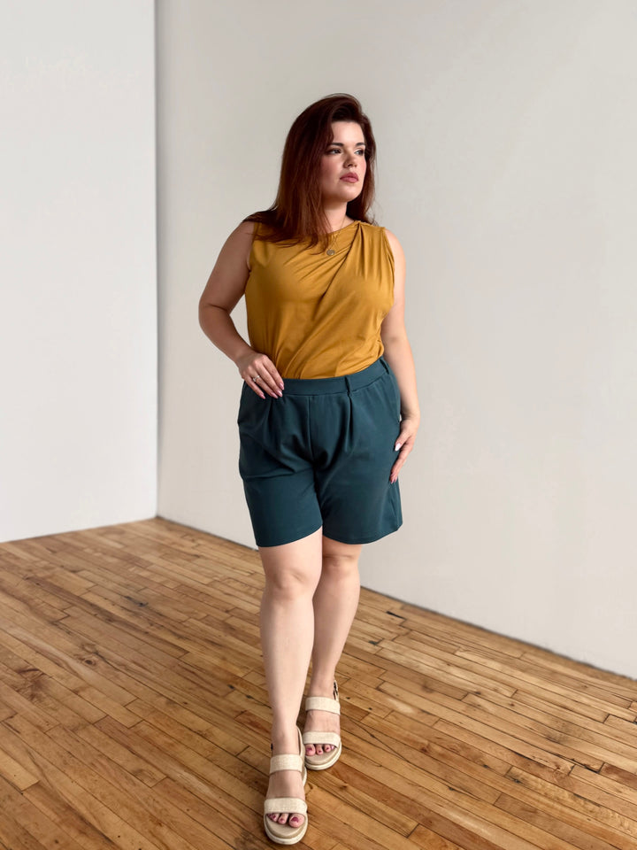 AVERIE heavy knit shorts in Deep Sea