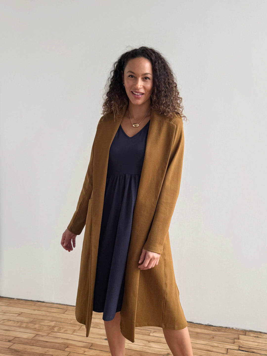 EMORY heavy knit coatigan in Warm Sienna