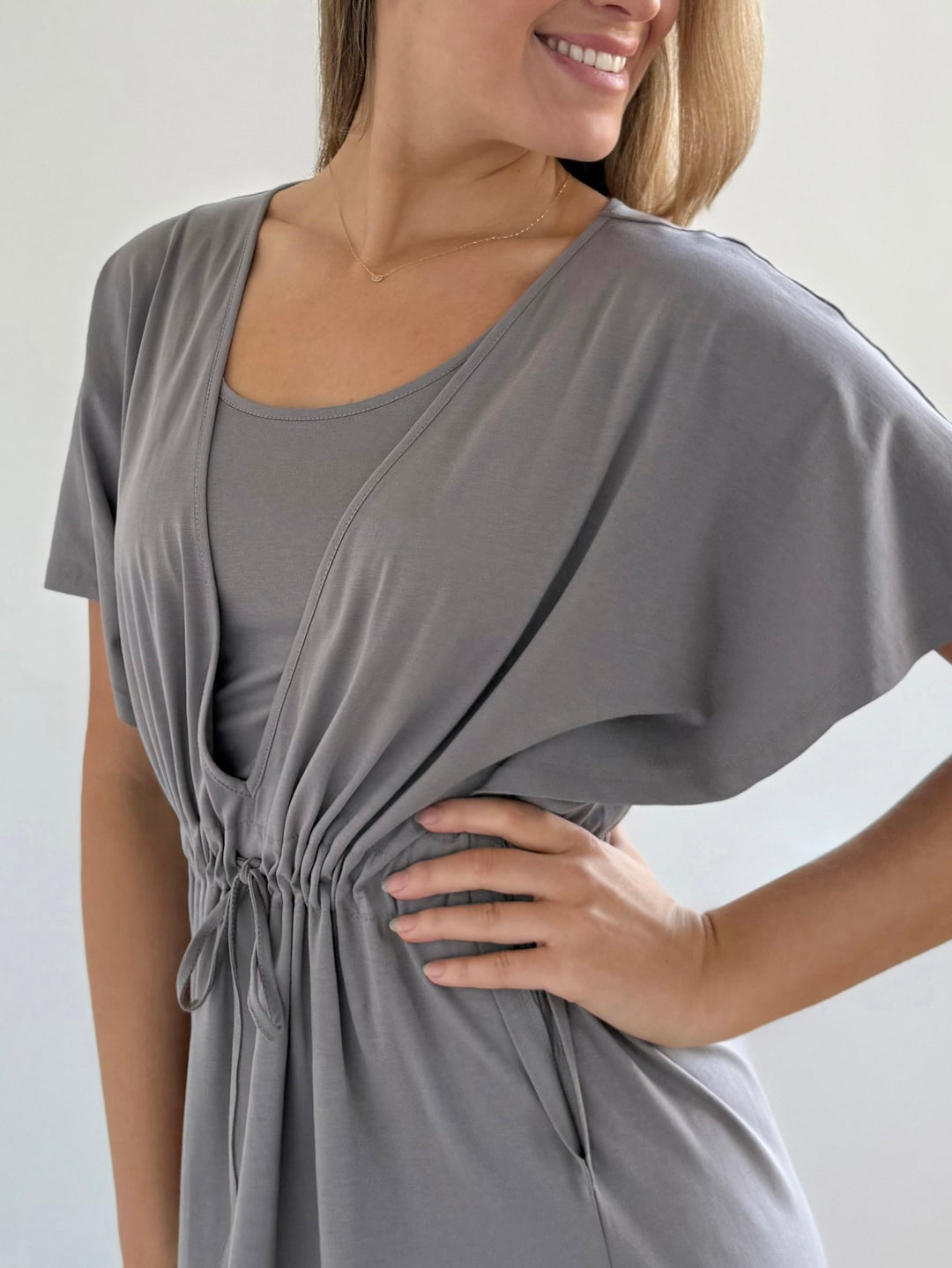 grey cover up for dress Lou Mini Cover-Up Dress - Slate