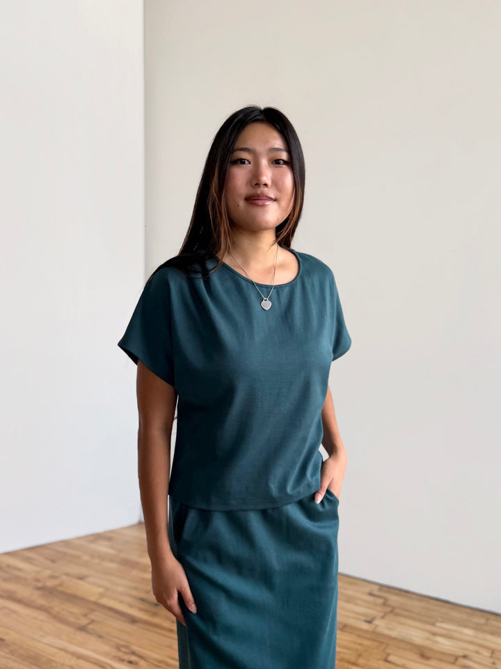 JEANINE heavy-knit top in Deep Sea
