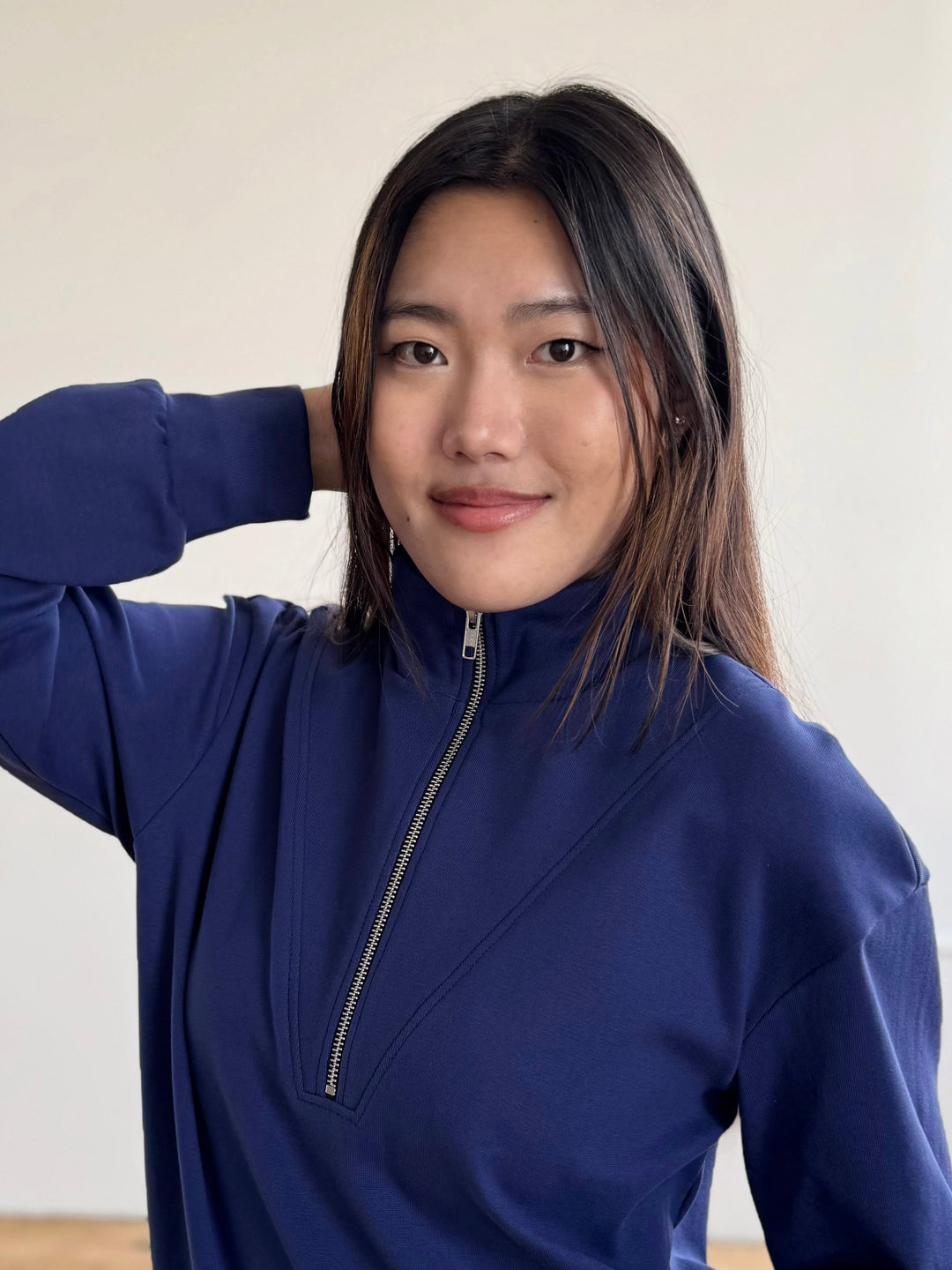 ASHER zip pullover in Bright Navy