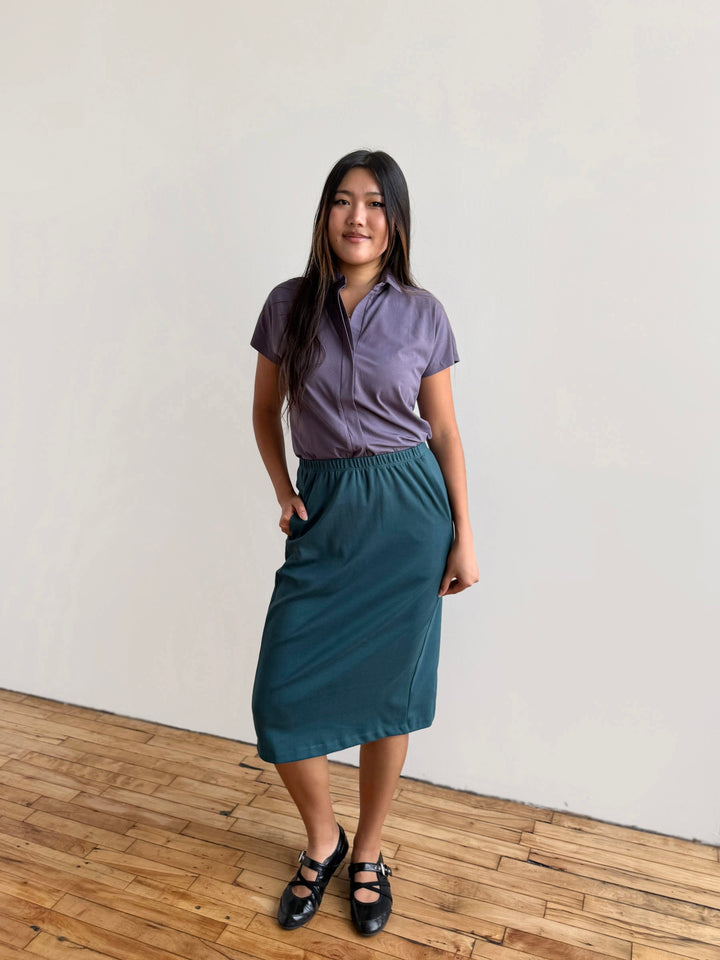 DANIELLE heavy-knit skirt in Deep Sea