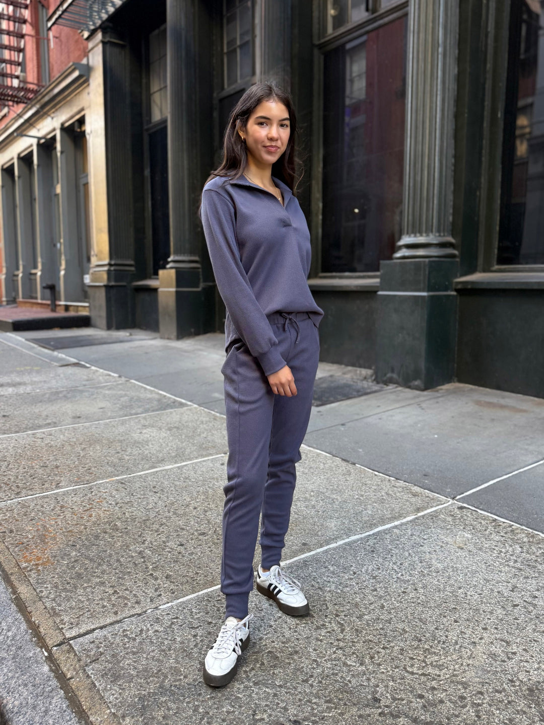 OWEN waffle knit joggers in Stonewash