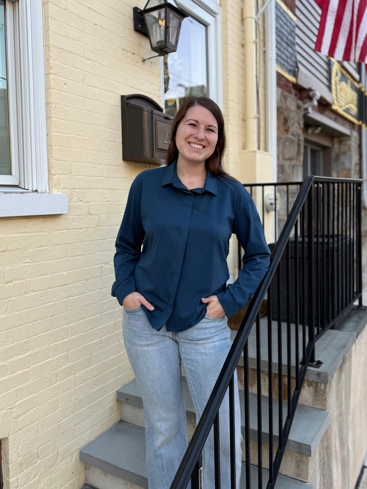 DEVON blouse in Atlantic Blue