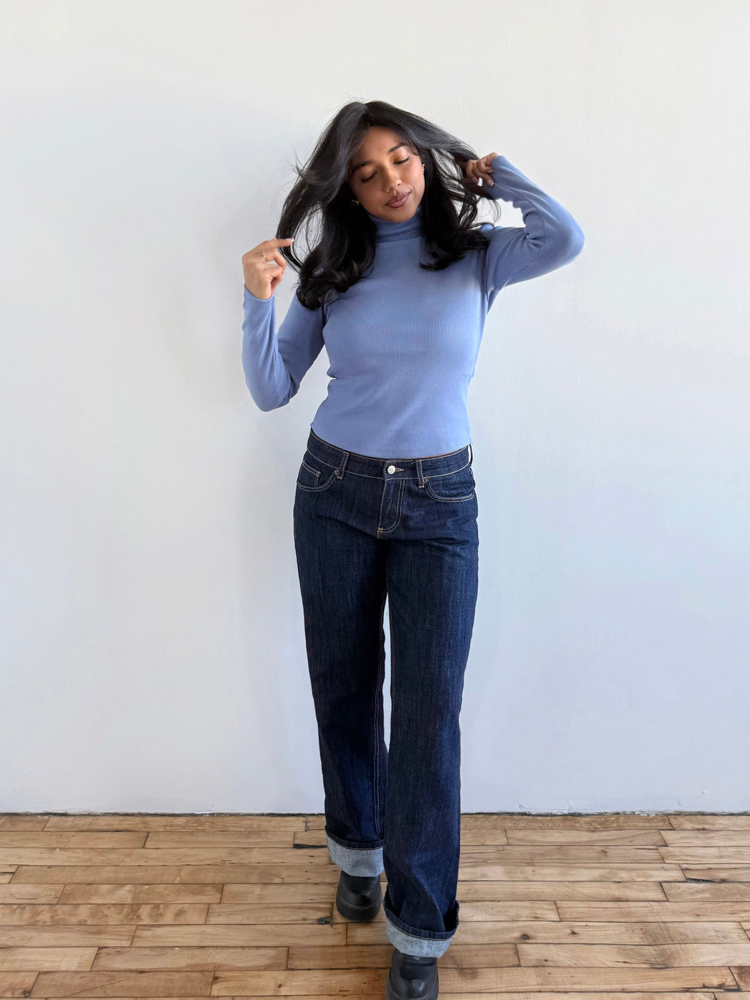MILANE rib-knit top in Bluebell