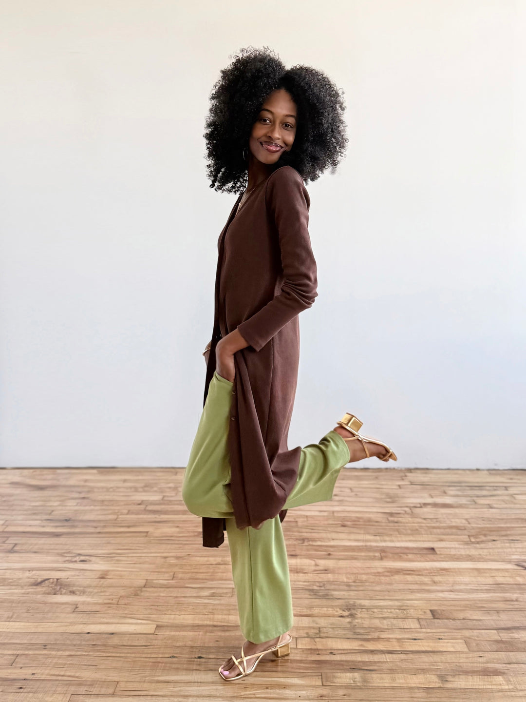 ELENA rib-knit dress in Espresso