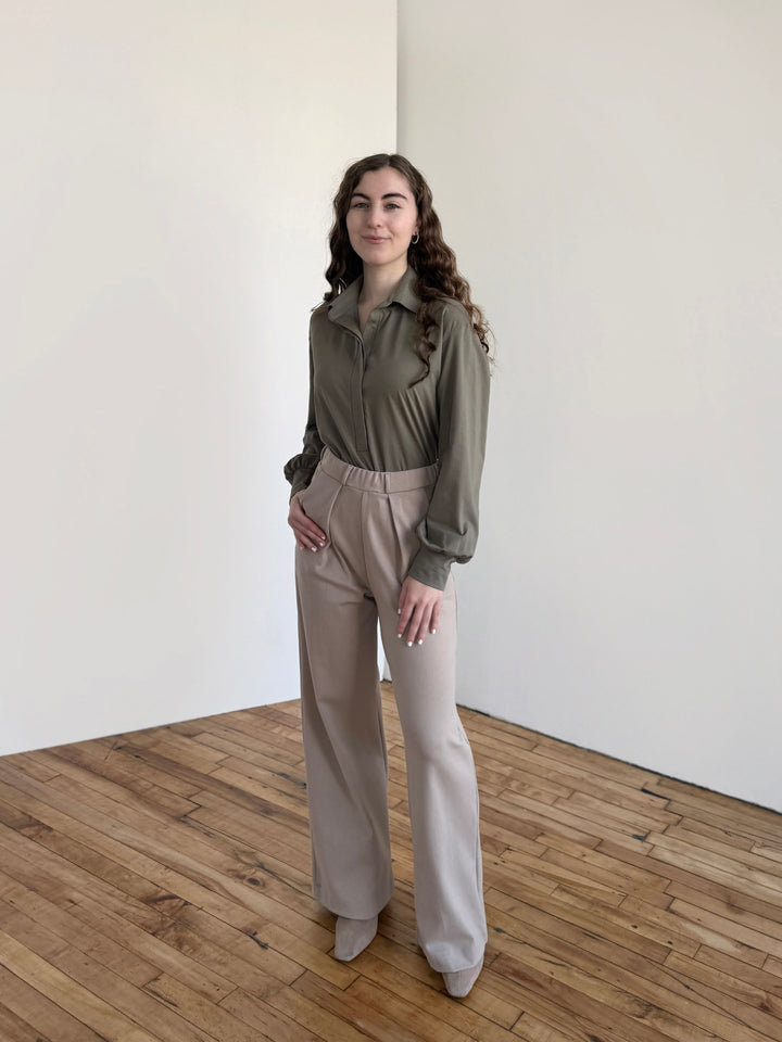 LONDON heavy knit pants in Desert Sand