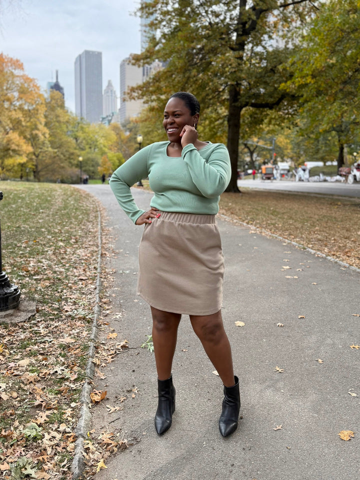 LOTUS waffle knit skirt in Taupe Grey