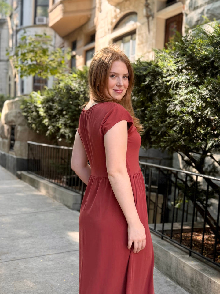 DINAH dress in Earthy Red