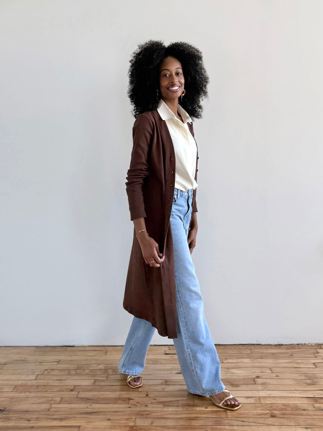 ELENA rib-knit dress in Espresso