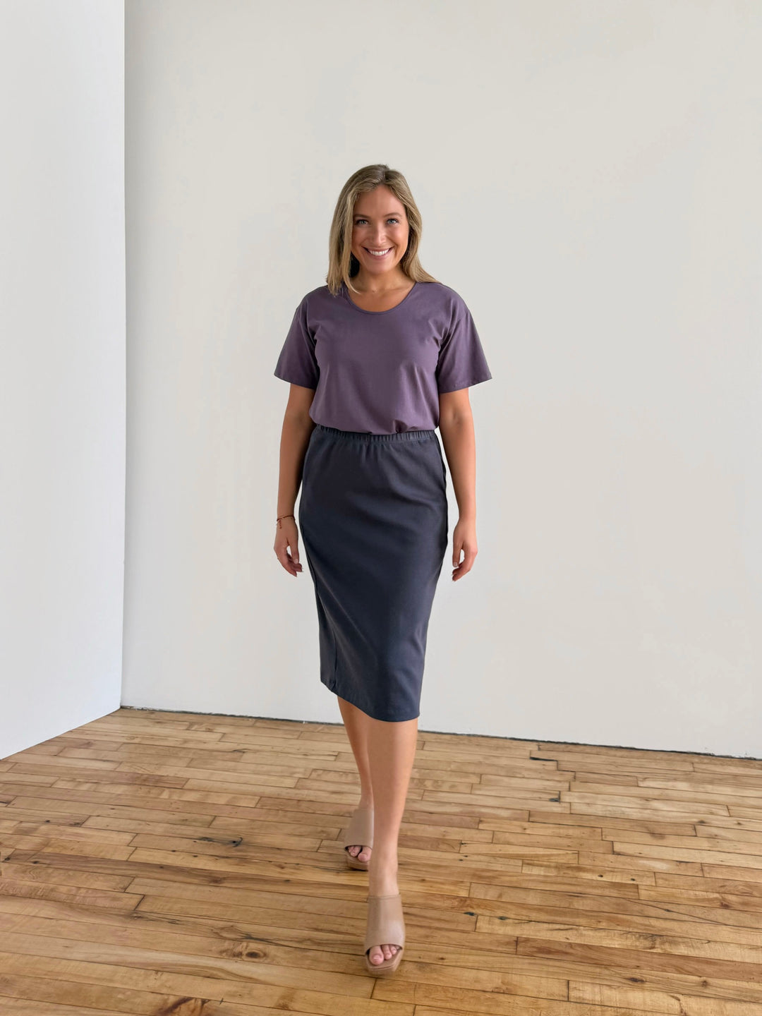 DANIELLE heavy-knit skirt in Gunmetal