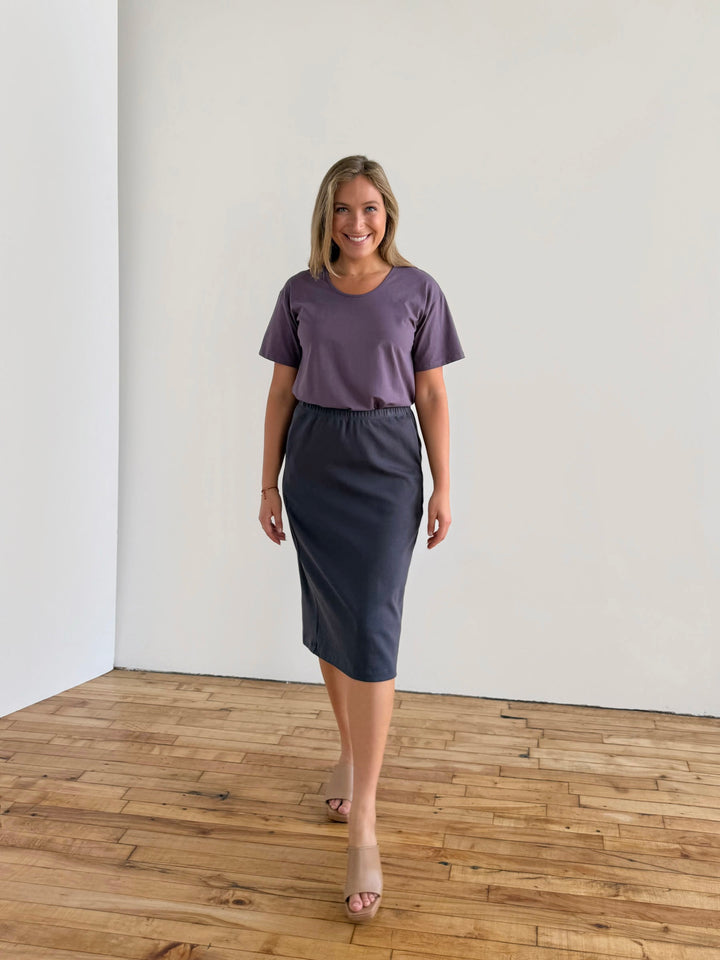 DANIELLE heavy-knit skirt in Gunmetal