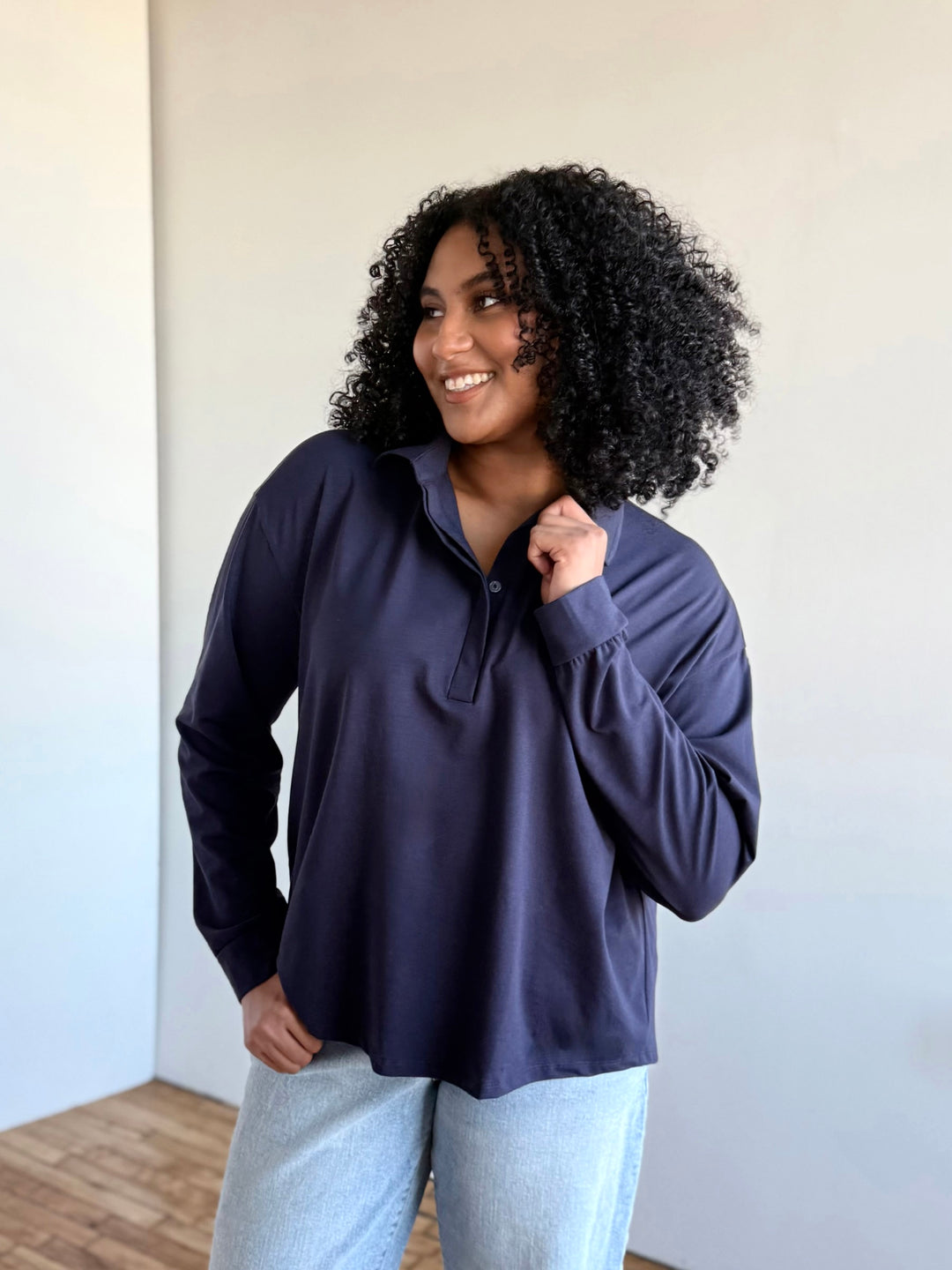 MICAH jersey top in Navy