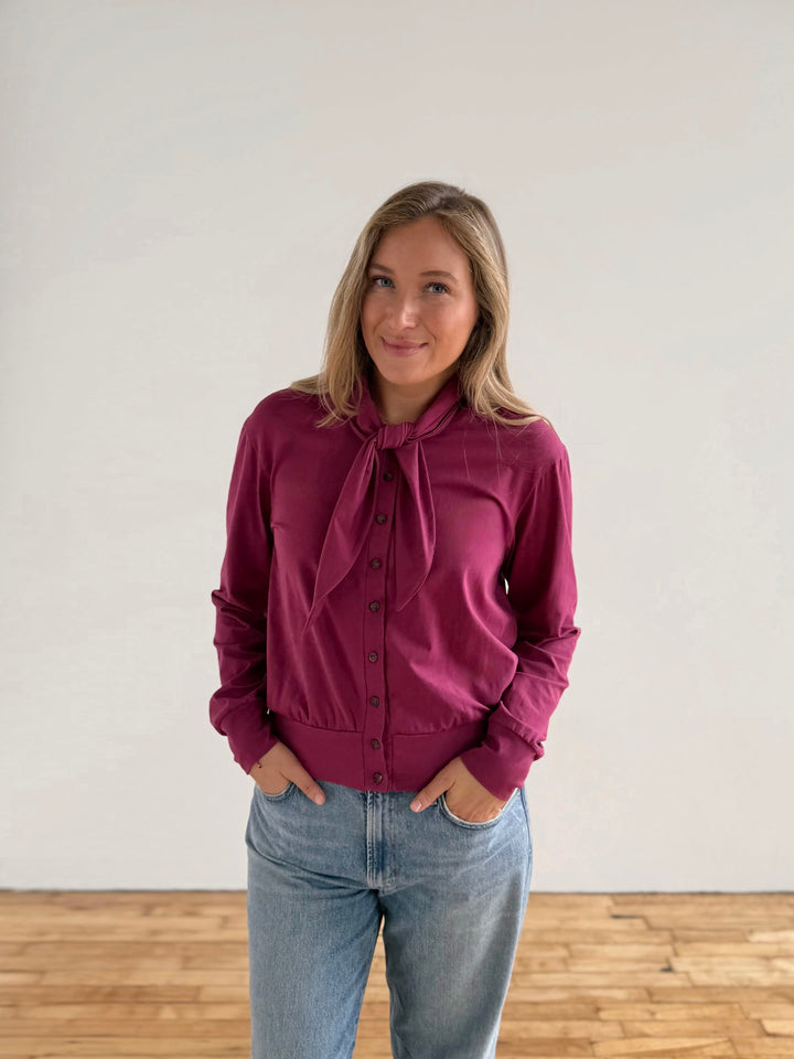 EUGENIE cardigan/top in Deep Berry