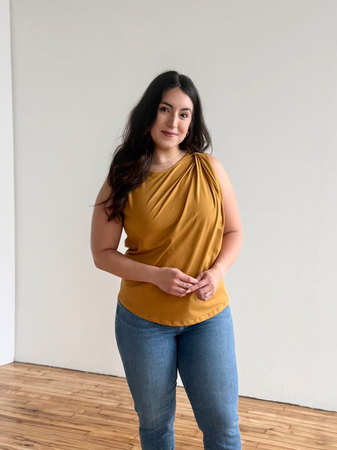 CHARLI draped top in Light Amber