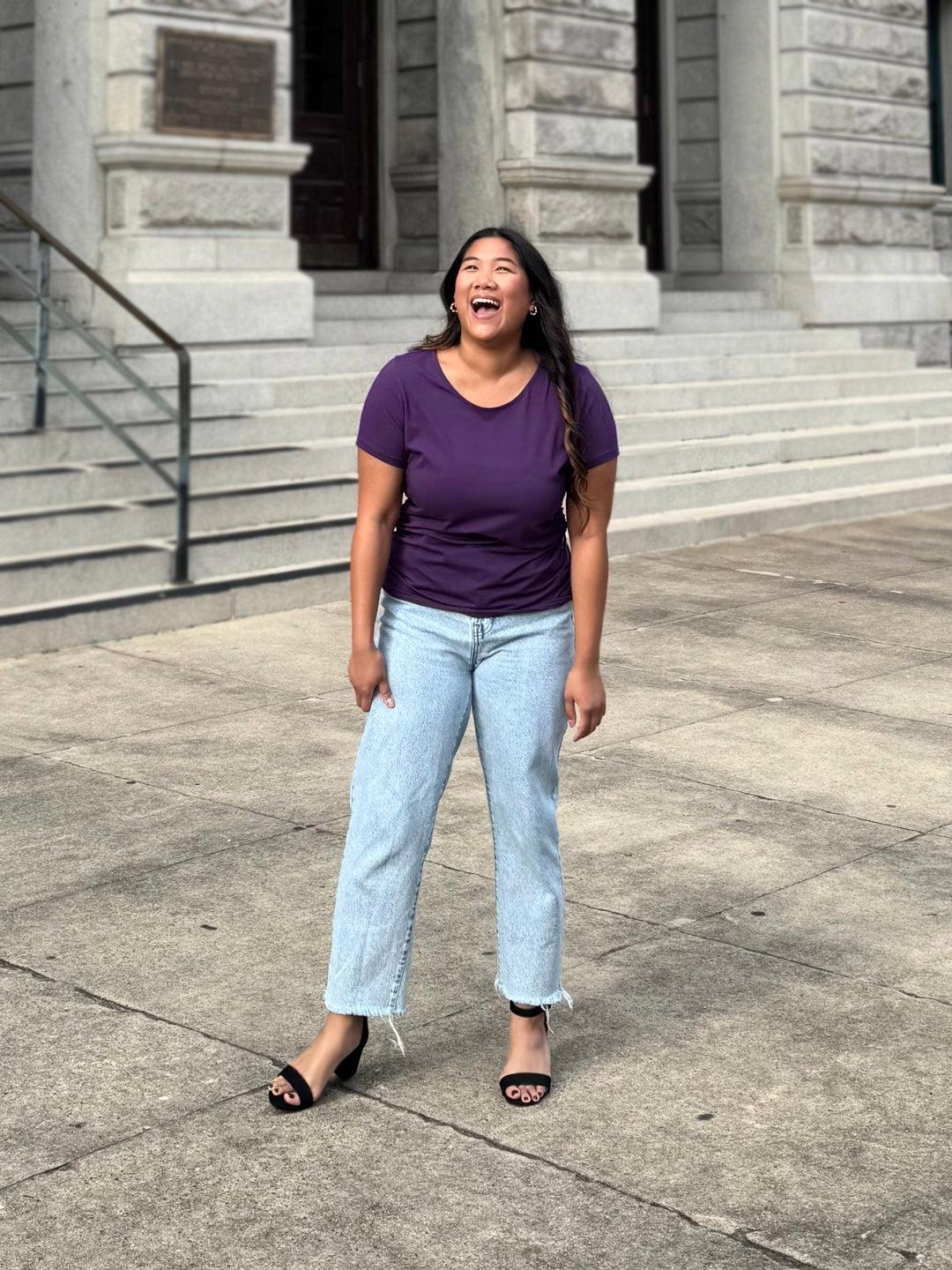 JANEY ruched tee in Midnight Dahlia