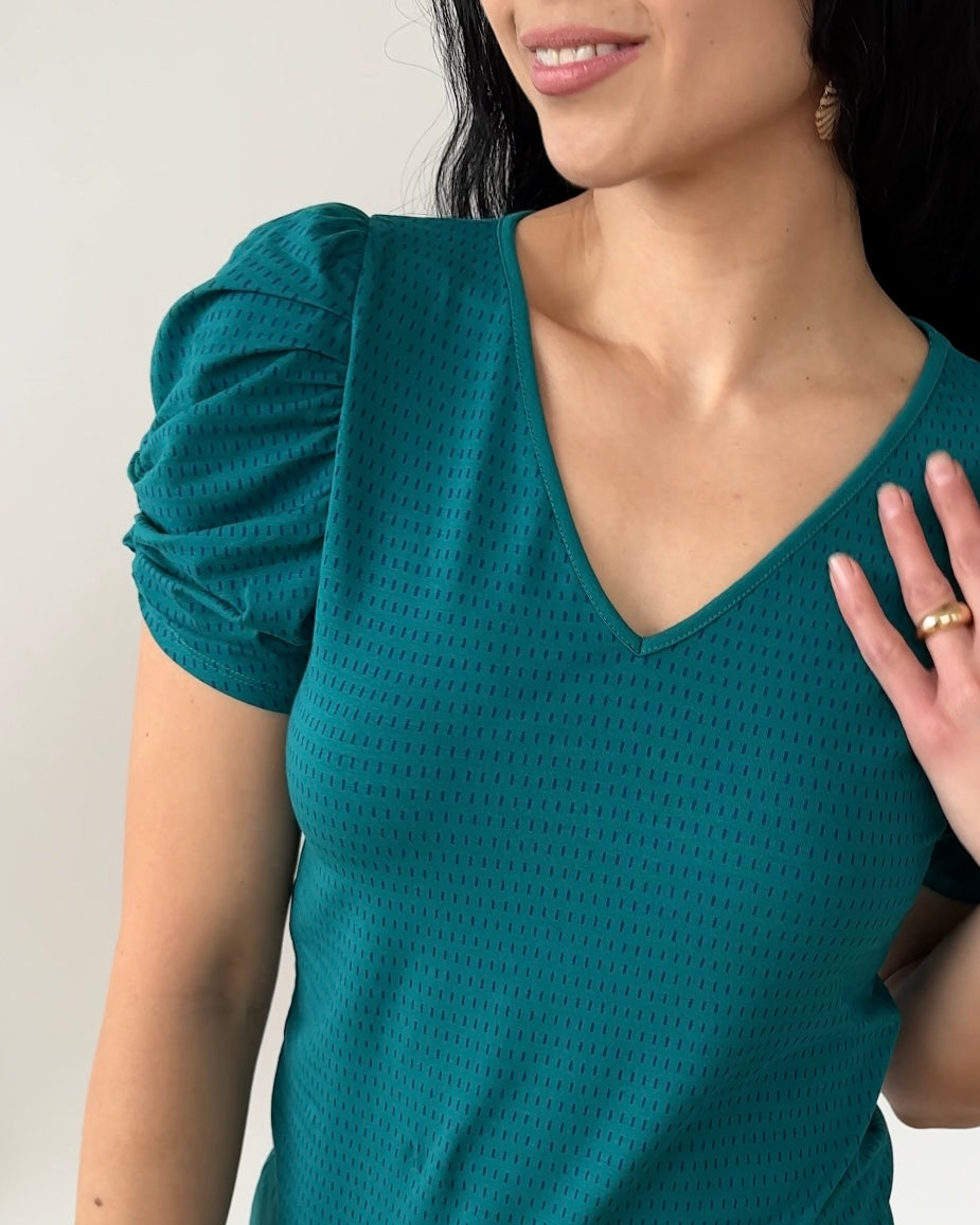EMBER printed top in Teal/Navy