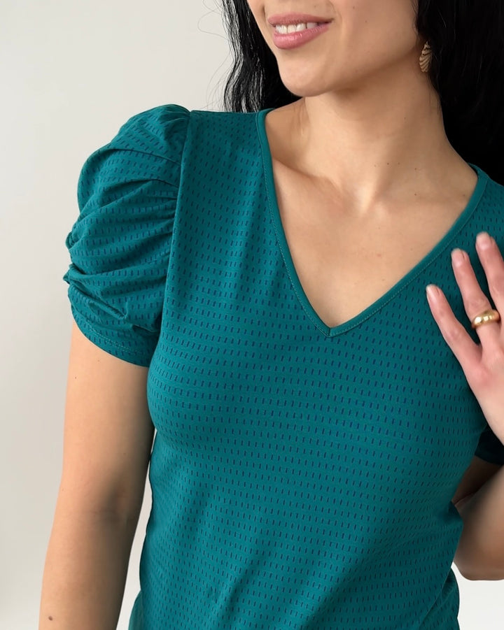 EMBER printed top in Teal/Navy
