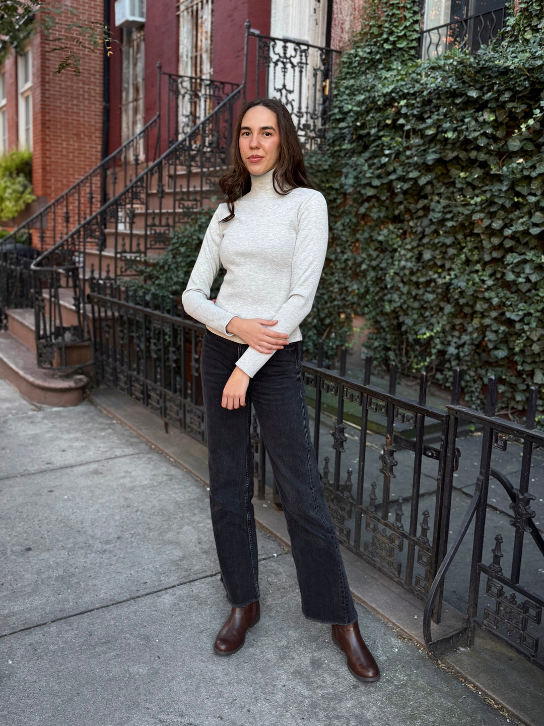 MILANE rib-knit top in Marble Grey