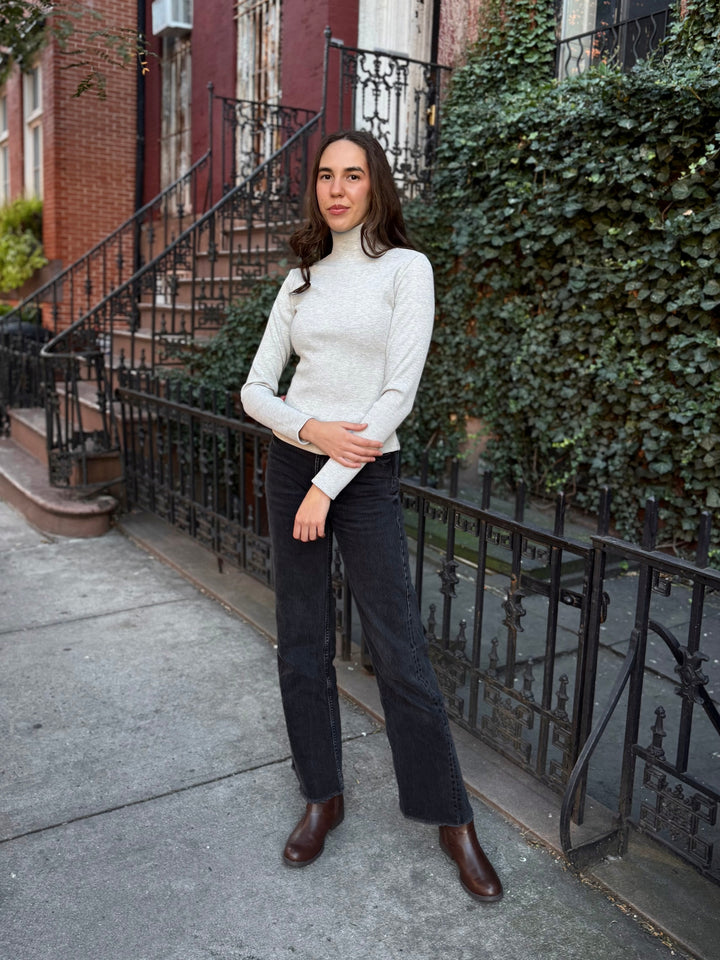 MILANE rib-knit top in Marble Grey