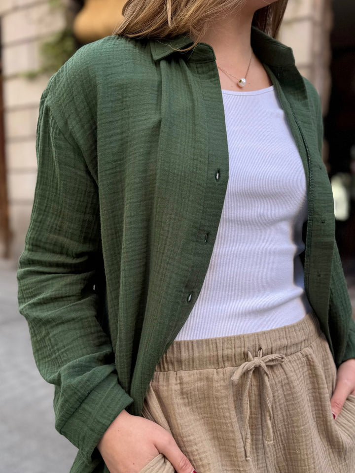 PRADO gauze top in Forest Green