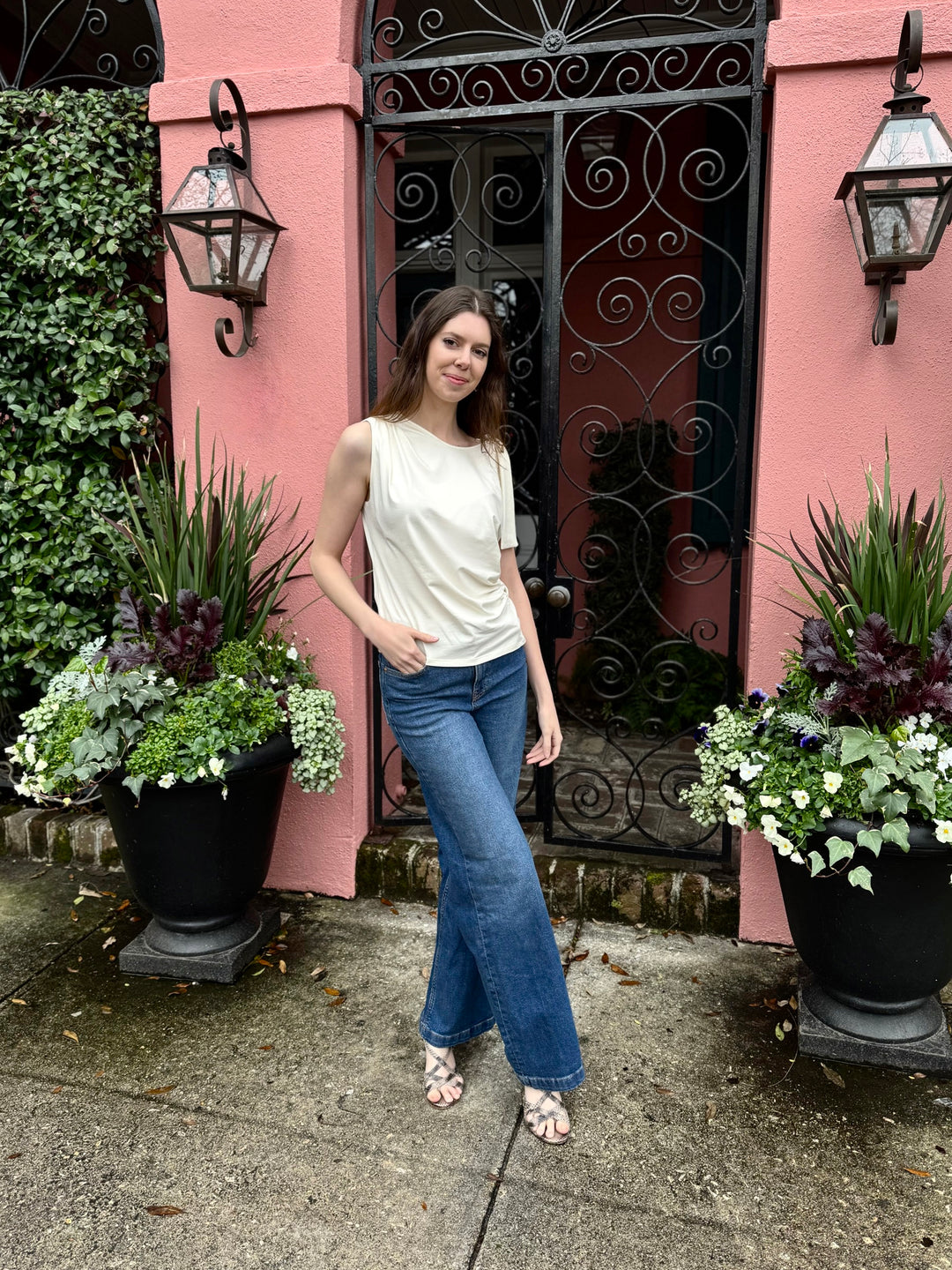 KERRINE top in Chalk