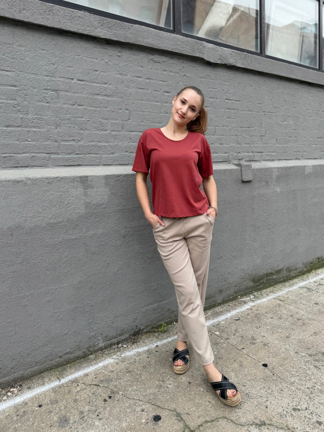 PATRICIA heavy-knit pants in Desert Sand