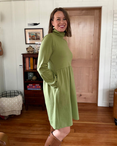 HELENE doubleknit dress in Grass Green