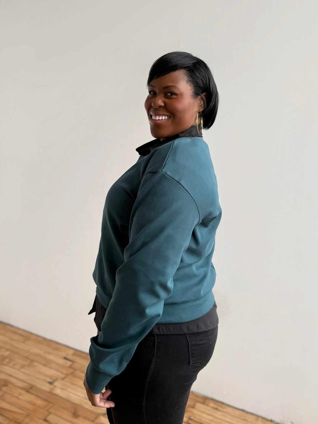 PERCY heavy knit top in Deep Sea