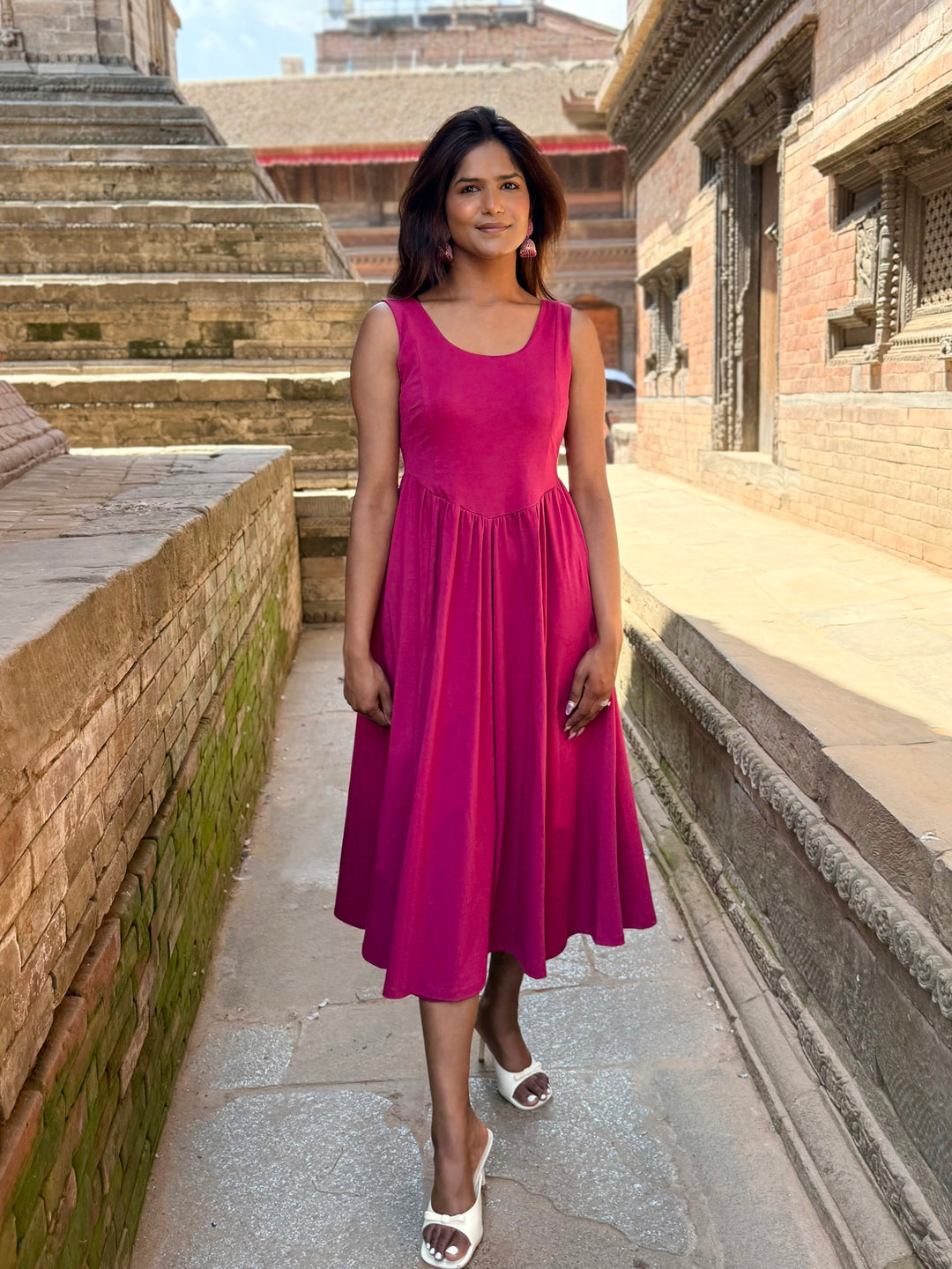 garnet dress ESTHER dress in Garnet Pink – Elegantees