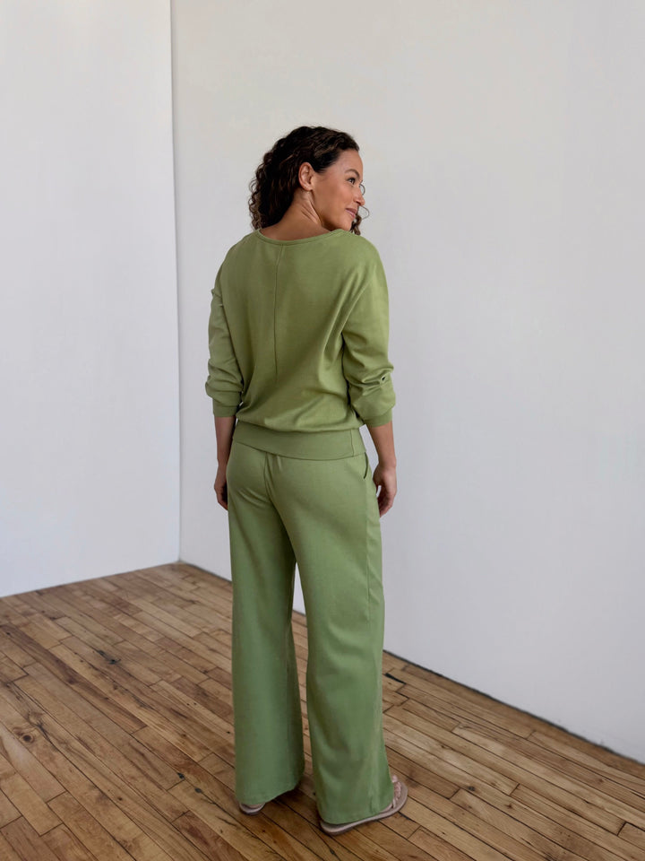 PERCY heavy knit top in Grass Green