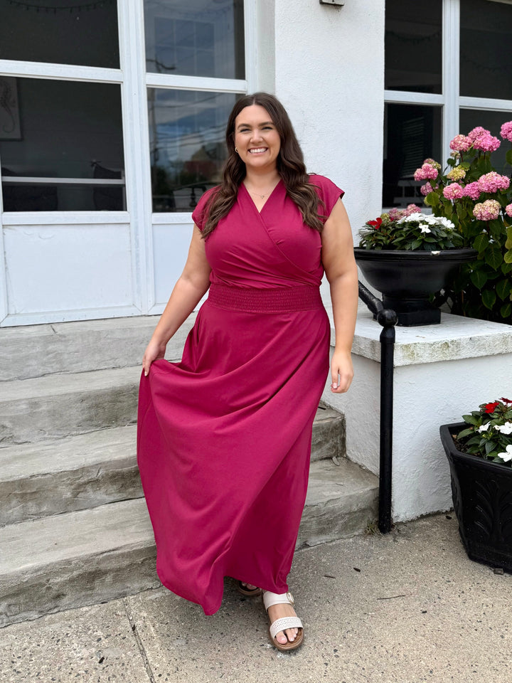 AUBREE dress in Pomegranate