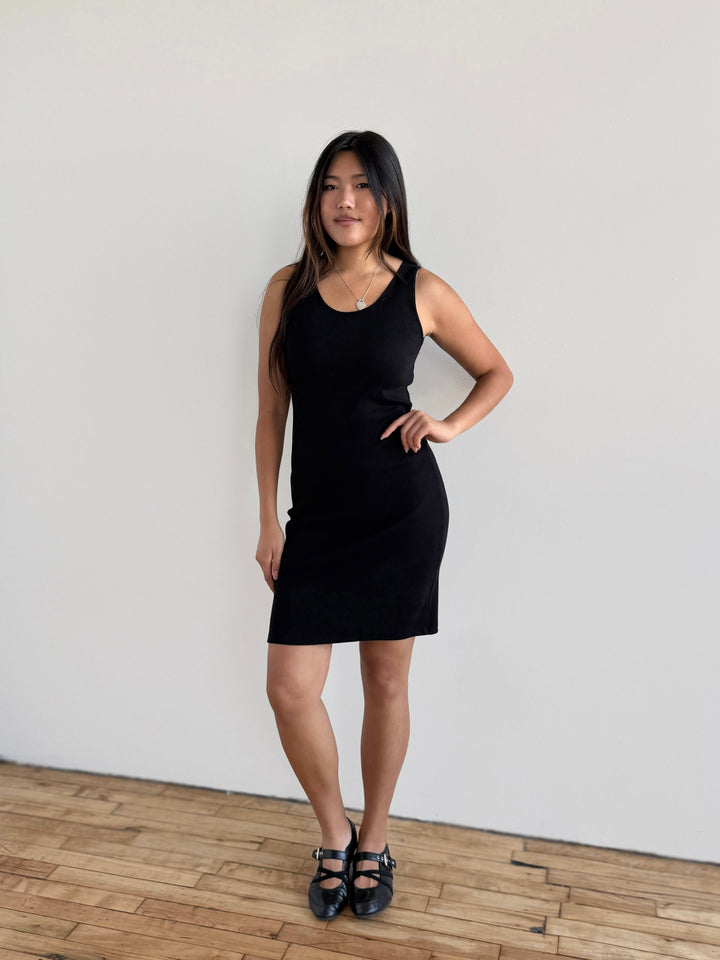 ROMY rib-knit dress in Black