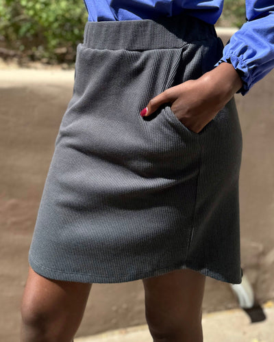 LOTUS waffle knit skirt in Charcoal Blue