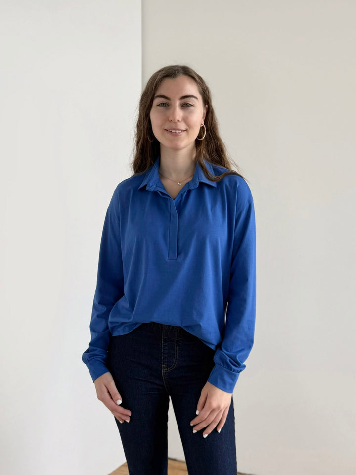 MICAH jersey top in Blue Iolite