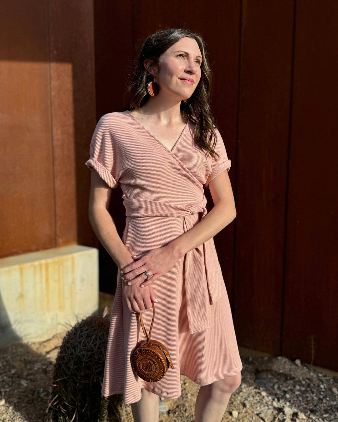 ALOE waffle knit dress in Earthy Rose Elegantees ALOE waffle knit dress in Earthy Rose Elegantees