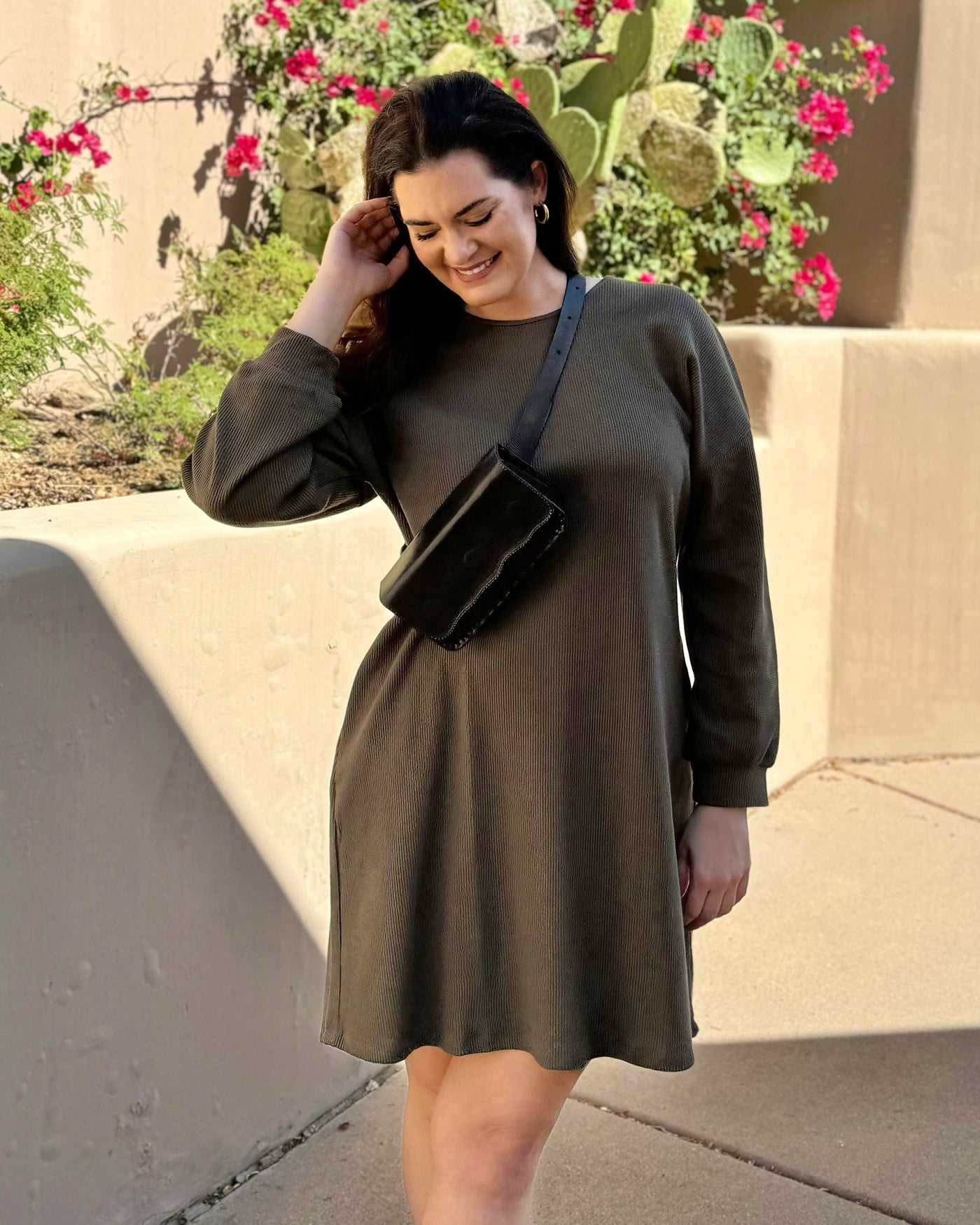 TUSCAN waffle knit dress in Crocodile